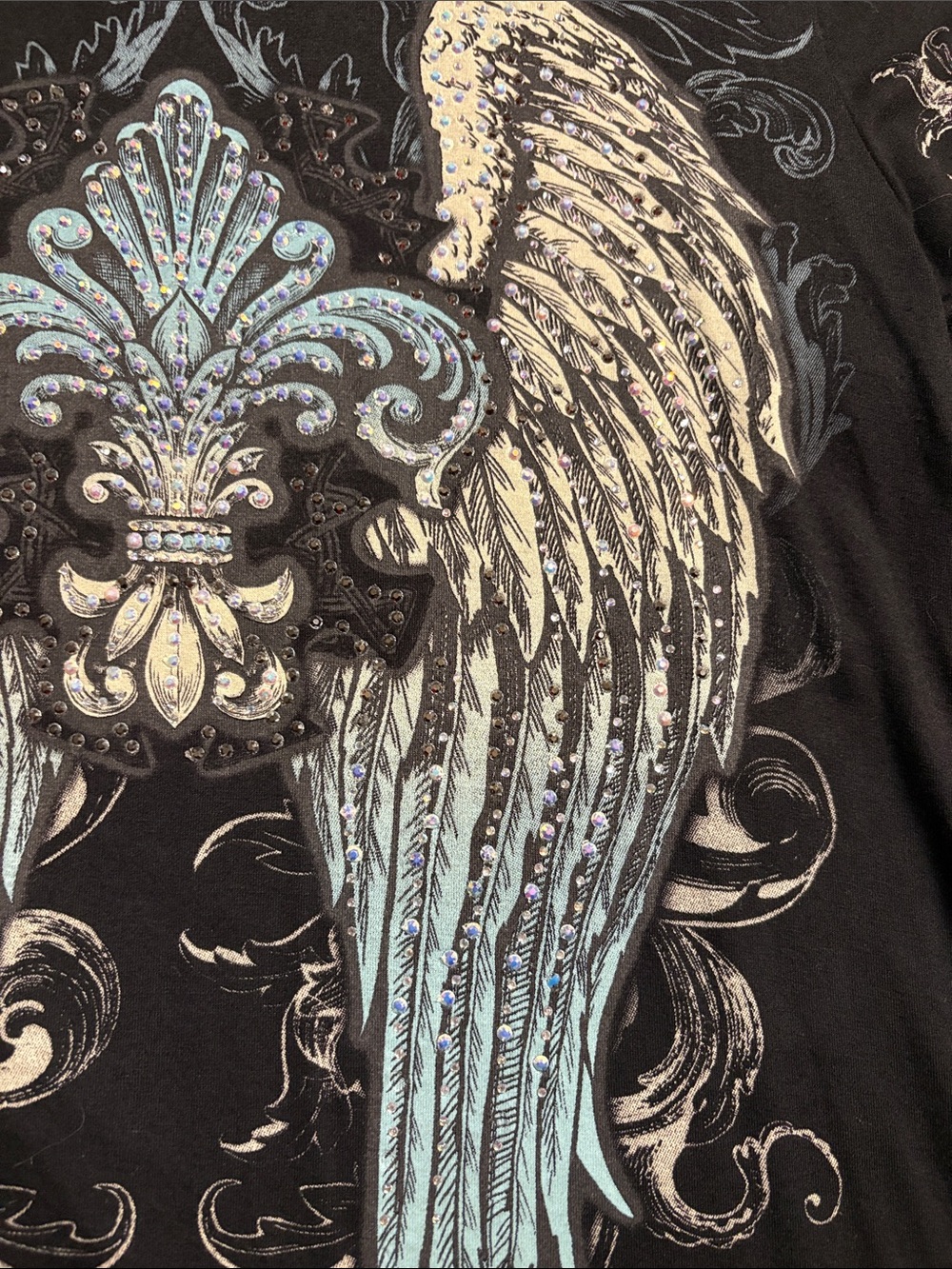 Vocal Black Long Sleeve Tee with Angel Wing Graphic - Picture 4 of 7